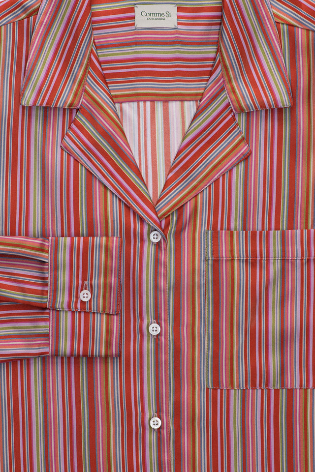 Notched Collar Shirtdress, Silk Twill